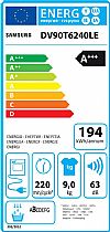 Samsung DV90T6240LE/S6 Στεγνωτήριο με αντλία θερμότητας 9kg A+++ με Wi-Fi