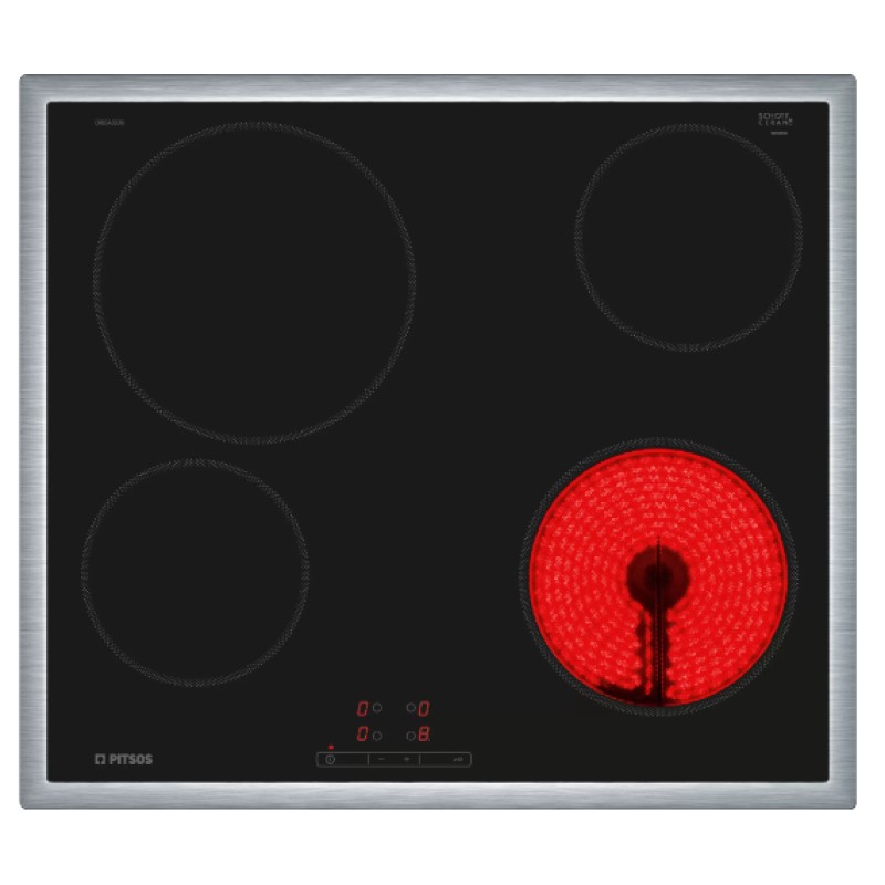 Pitsos CRE645S06 αυτόνομη κεραμική εστία inox 60cm