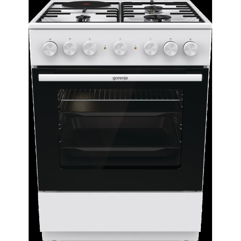 Gorenje GK6B43WD Κουζίνα 71lt με Εστίες Αερίου & Ρεύματος Λευκή