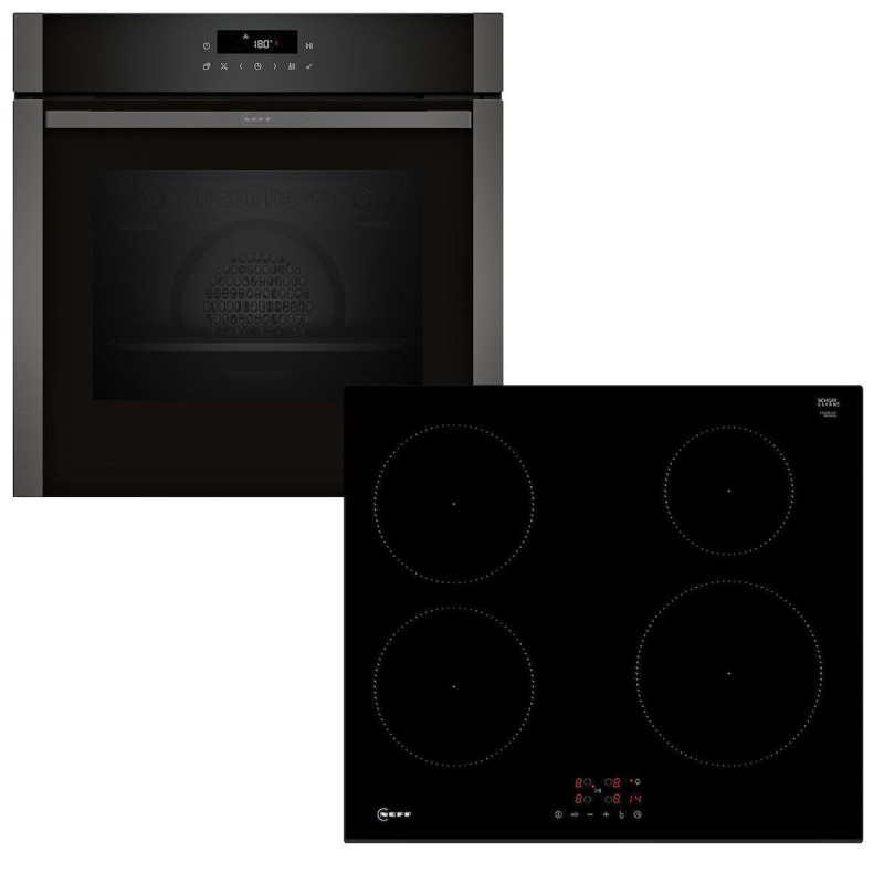 Neff B2ACJ7AG0 + T36FBE1L0 Φούρνος 71lt με Επαγωγικές Εστίες Γκρι
